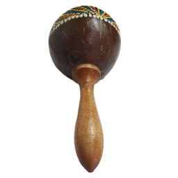 1 Pc Madeira Natural Coco Shell Mão Martelo Maraca Shakers Percussão Instrumento Musical Arte Artesanato Brinquedo Para Crianças Presente - Image 2