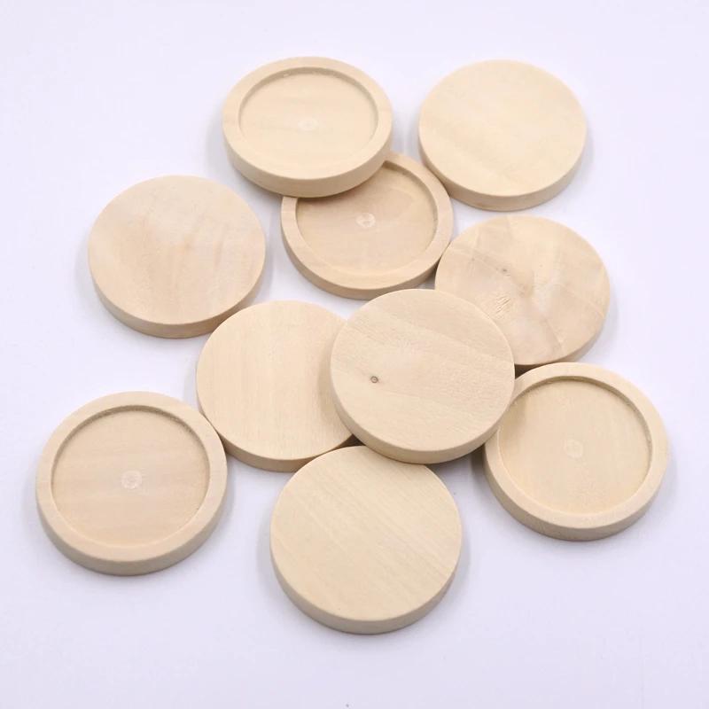 Placas de madeira redondas de 30mm/35mm para artesanato, placa de madeira inacabada de pinho natural, ótima base de madeira para projetos de artesanato diy com 10 peças - Image 1