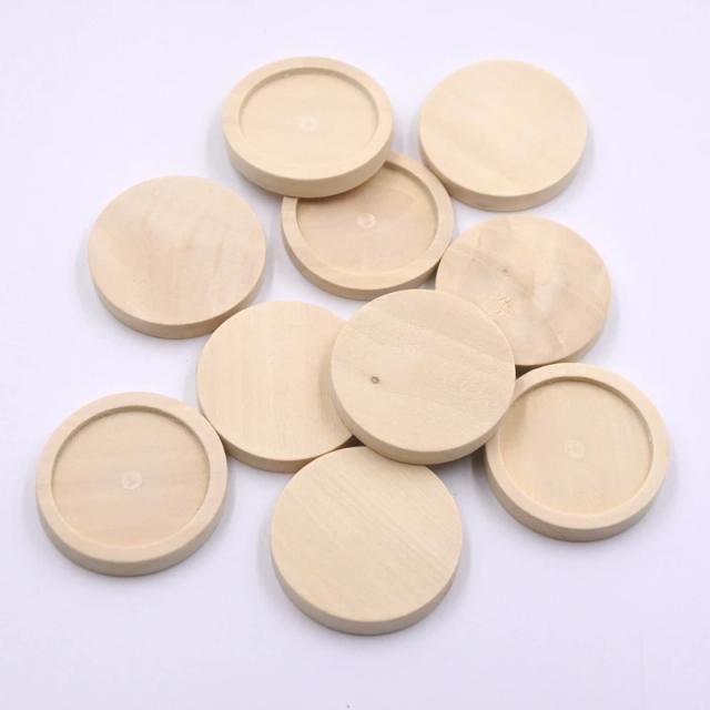 Placas de Madeira Redondas Inacabadas de Pinho Natural para Artesanato DIY - 10 Peças de 30mm/35mm