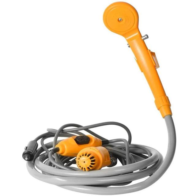 Duche Portátil para Camping com Balde Dobrável e Bomba Eléctrica 12V, Ideal para Banho, Limpeza de Animais e Lavagem de Carros - Capacidade de 20L