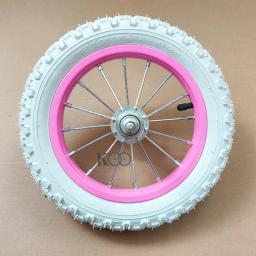 Conjunto de roda de montagem de bicicleta infantil dianteira/traseira 12 "/14" * 2.125 aro rosa de aço com pneus brancos peças de bicicleta infantil personalizadas - Image 5