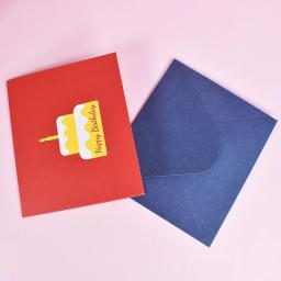 Cartão de aniversário feliz para a menina crianças esposa marido 3d bolo de aniversário pop-up cartões postais presentes com envelope - Image 5