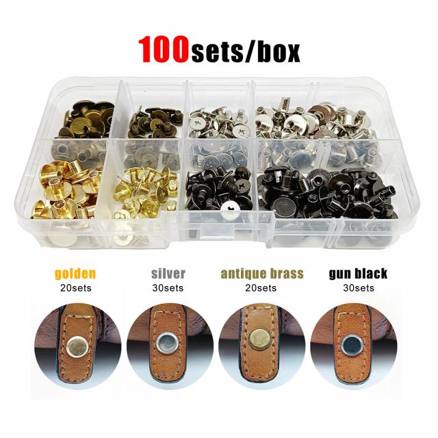 Kit 100 Rebites Chicago Parafusos Postes Liga Zinco 4 Cores