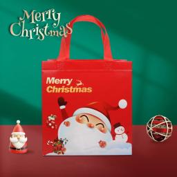 Natal tecido não tecido sacolas doces presente embalagem papai noel/homem de neve impresso crianças favores presente de ano novo sacos de compras - Image 4