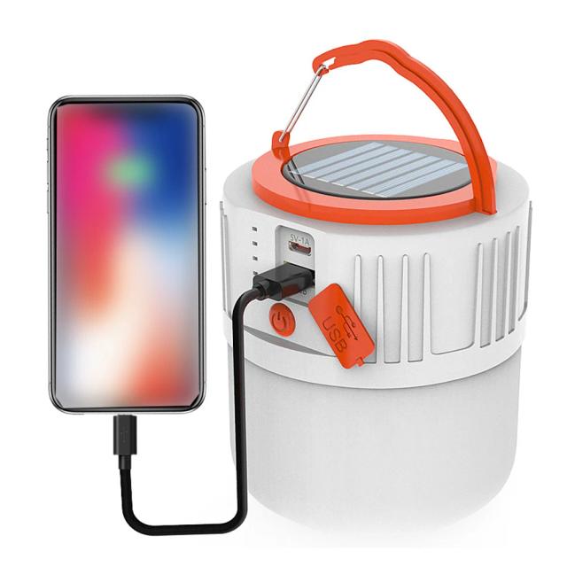 Lanterna Solar Portátil USB com Luz Branca para Acampamento e Uso Emergencial - 24 Lâmpadas LED Inclusas