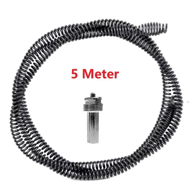 Ferramenta de Limpeza para Drenos de Cozinha e Banheiro - Mola de Drenagem de 5m com Conector para Broca Elétrica