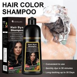 3in 1 shampoo para homens e mulheres, tintura de cabelo, natural, preto, branco, 7 cores, 500ml - Image 4