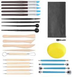 25 pçs arte diy ferramenta de argila porcelana fria moldes de argila de polímero escultura ferramentas artesanais para escova modelagem cerâmica & cerâmica - Image 1