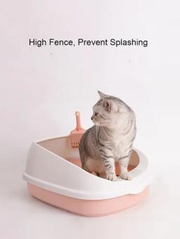 Caixa de areia para gatos com colher Banheiro para animais, Anti Splash Bedpan, Bandeja para cães, Banheiro para gatinhos, Toilette plástico em casa, Caixa de areia para gatos - Image 2