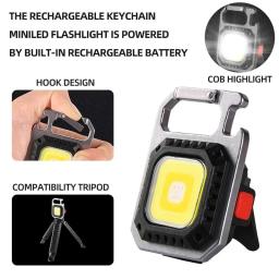 Lanterna LED Mini Super Bright USB Recarregável, Suporte dobrável, COB impermeável, Acampamento ao ar livre, Lanterna de pesca, Lanterna de pesca - Image 1