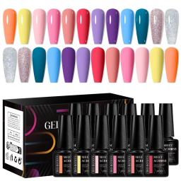 MEET ACROSS 12 Pçs/set 7ml Macaron Gel Unha Polonês Com Caixa Semi Permanente UV Gel Soak Off Nail Art Kit Verniz Para Manicure - Image 3