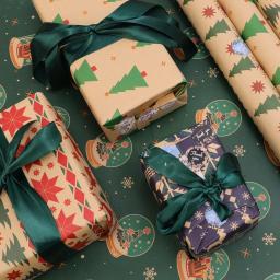 Papel De Embrulho De Presente De Natal, Xmas Tree Elk Print, Papel De Embalagem Kraft, Aniversário, Festa De Casamento, DIY Artesanato Decoração Suprimentos - Image 3