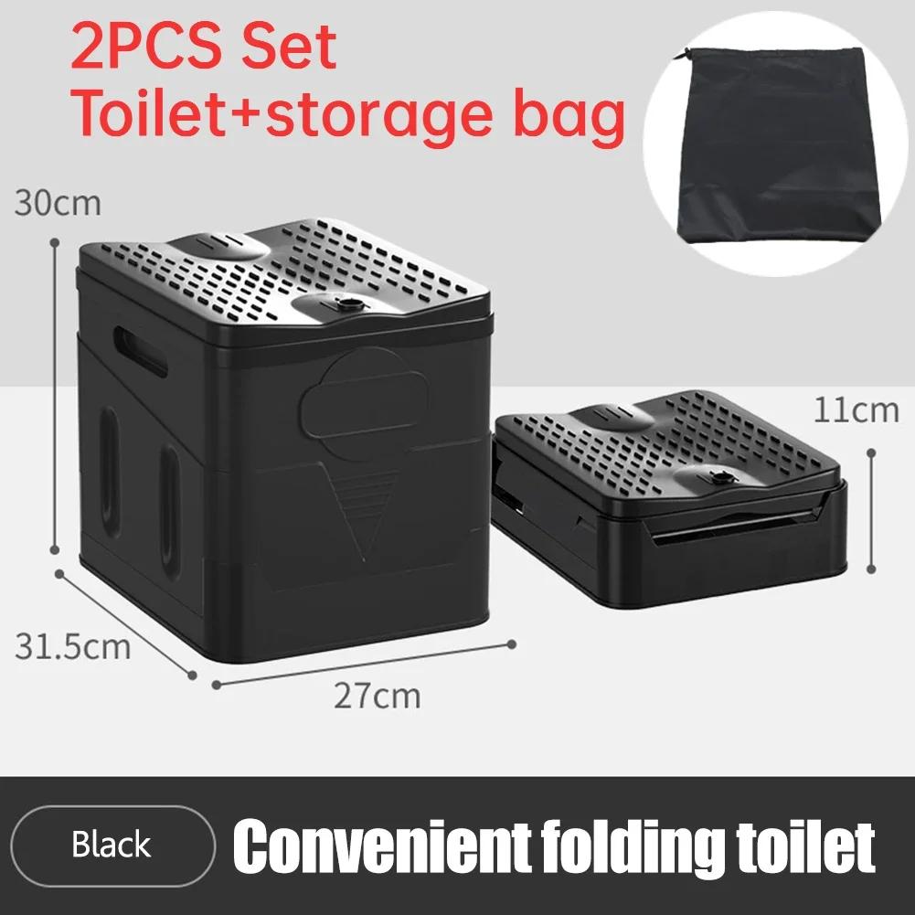 Potty dobrável portátil para acampamento ao ar livre, adultos e crianças assento com tampa, banheiro reutilizável para piquenique, viagem de carro - Image 1