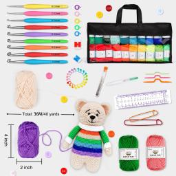 Multi Tamanho Fio Crochet Craft Set, Ideal Conjunto Iniciante, DIY Ferramentas de Tecelagem, Ergonomia, Originalidade, 113Pcs - Image 2