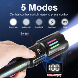 Lanterna led de alta potência, super brilhante, longo alcance, 5000m, recarregável, usb, ultra poderosa, tática, lâmpada de mão, acampamento - Image 4