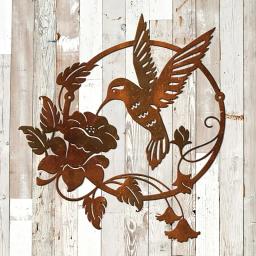 CIFBUY Iron Art Home Decoração, Redonda Metal Hummingbird Ornamentos, Pátio ao ar livre Pingentes, Adesivo de parede - Image 5