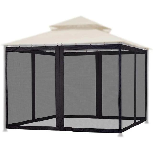 Mosquiteiro Universal para Gazebo com Zíper e 4 Painéis de Tela para Ambiente Externo