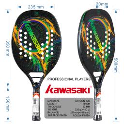 Kawasaki 12k raquete de tênis de praia fibra de carbono rosto macio raquete de tênis com saco protetor capa h6 - Image 2