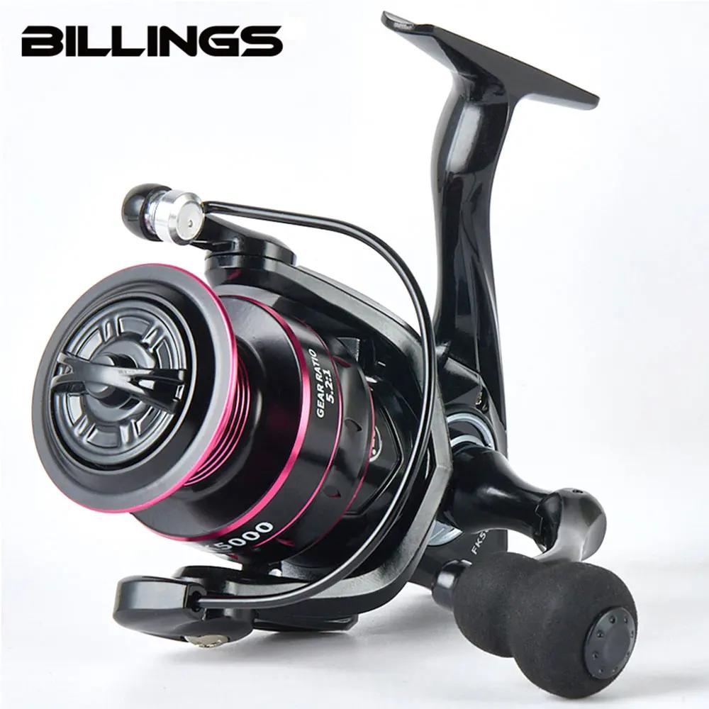 BILLINGS 1000-7000 Carretel de pesca giratório 8-12KG Arraste com balancim de metal e carretel 5.2:1 Relação de engrenagem para pesca em água salgada/água doce - Image 1