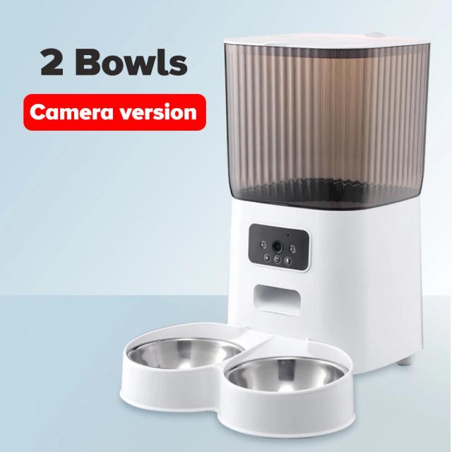Alimentador Automático para Gatos e Cães com Câmera Smart, Controle Remoto via App e Capacidade de 5L, Ideal para 1 ou 2 Tigelas