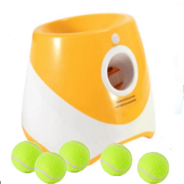 Lançador Automático de Bolas para Cães com 5 Bolas e 3 Distâncias Ajustáveis para Estimulação Mental