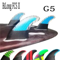 BiLong FCS II Thruster Prancha Fins, G5 Fiberglass Honeycomb, Fibra De Carbono, Tamanho M, Quilhas Surf Fin, Prancha Elétrica, 3Pcs Set - Image 1