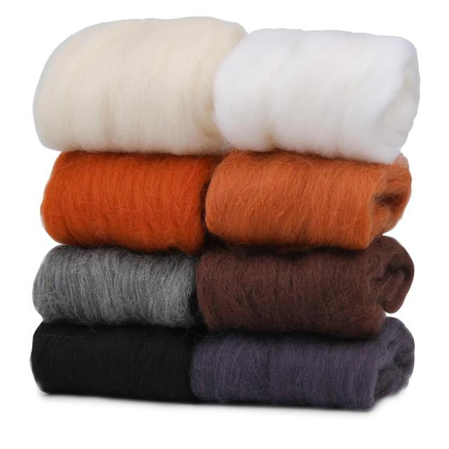 Linha de Agulhas para Feltro Fenrry: Roving em Lã, Materiais Artesanais em 8 Cores para DIY