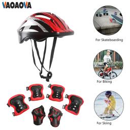 Conjunto de equipamento de proteção para meninos e meninas, capacete ajustável com cotovelos para crianças, skate, patinação de rolo, 7 pçs/set - Image 1
