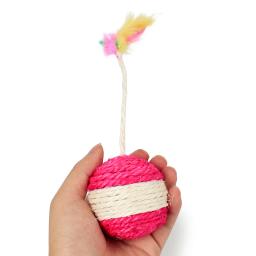 Brinquedo interativo para gato de estimação, sisal coçando bola, bola de treinamento, gatinho suprimentos, jogo engraçado, pena, acessórios - Image 4