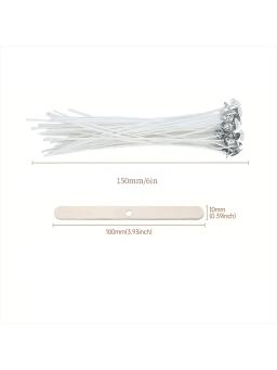 Kit De Fabricação De Vela De Algodão De Baixa Fumaça, Suportes De Pavio Pré-Cera, 60 Pontos De Cola, Cera De Abelha De Soja, Adulto Fazendo Velas, 15cm, 6 polegadas, 100Pcs - Image 2