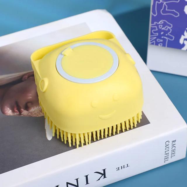 Pente de chuveiro para cães com escova de banho de silicone e caixa para champô