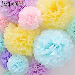 5 pcs 20 centímetros Guirlanda de Flores Pompons De Papel De seda Decoração de Casamento DIY Flores De Papel Bola Decoração da Festa de Aniversário Do Chuveiro de Bebê - Image 2