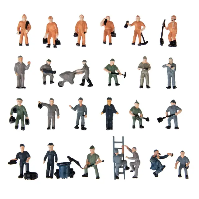 Miniaturas de Pessoas para Diorama de Trem em Escala HO 1:87 - 25 Estatuetas de Trabalhadores para Projetos DIY