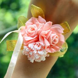 Pulso Corsage Ribbon Pulseira, flores rosas, dama de honra Wedding Party Decoration, Decoração nupcial - Image 4