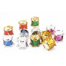 12 pçs/set mini tambor pingente de natal colorido decoração da árvore de natal charme para o feriado da família decorações de festa de natal noel # y - Image 3