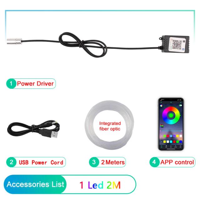 LED Car Interior Ambient Strip Lights RGB Fibra Óptica Neon Lighting Kit