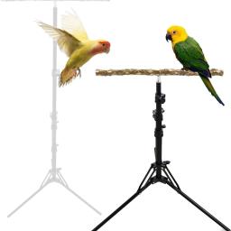 Pássaro poleiro stand com altura ajustável, Natural Wood Parrot Toy, Indoor e Outdoor Pássaro Stands, Pássaros pequenos e médios - Image 1
