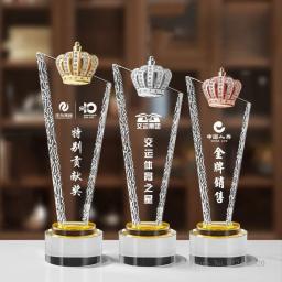 Troféu de cristal personalizado para o prêmio do grupo do empregado, ouro do metal, prata, coroa do cobre, lembranças do ofício, decoração Home, 1Pc - Image 6
