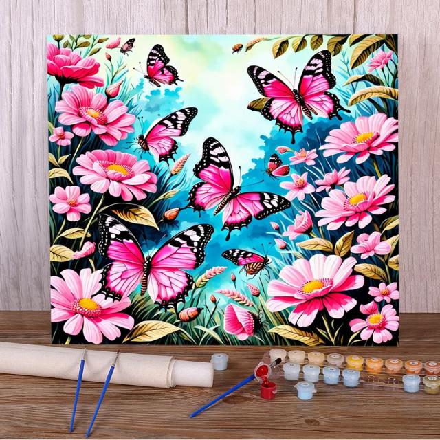 Pintura por Números de Borboleta e Flores: Kit Personalizado de Artesanato para Adultos - Presente Perfeito para Crianças e Atacado em 2023