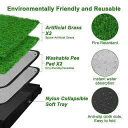 Tapete Potty Grass para Pet Training, Grama artificial para cães, Bandeja dobrável, Relva do banheiro, Cão pequeno, Treinamento de Xixi em casa - Image 5