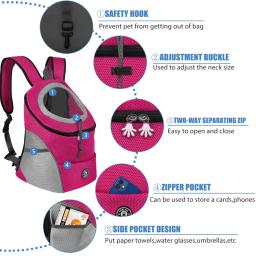 Novo Dog Pet Backpack Carrier Travel Bag Front Pack Respirável Ajustável com Segurança Tiras Reflexivas para Caminhadas Gatos Ao Ar Livre - Image 4
