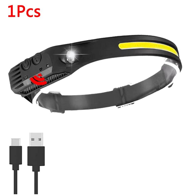 1 ~ 5 pacote farol usb recarregável led sensor lanterna xpe + cob tocha acampamento à prova dwaterproof água para lanterna de pesca - Image 1