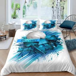 Conjunto de capa de edredão de vôlei, microfibra, tema de bola esportiva, mistura de fogo e água, conjunto de cama dupla, queen, king size - Image 3