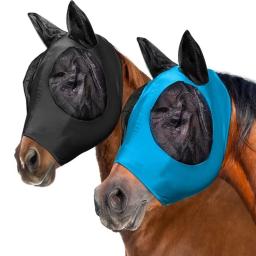 Máscara facial de cavalo ao ar livre, máscara à prova de mosquitos, máscara de malha, máscara respirável, máscara removível, capa de cabeça de cavalo, equipamentos equestres - Image 2