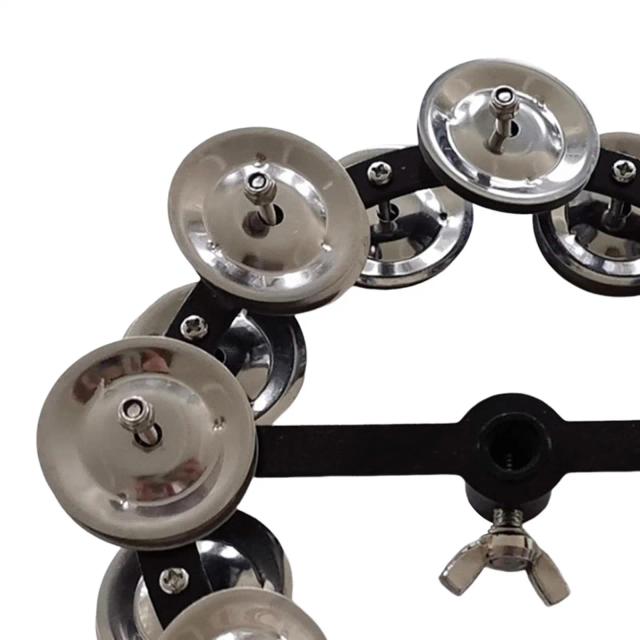 Tamborine Hi Hat de Mão com Dupla Fileira - Shaker Metálico para Música, Festas e Apresentações ao Vivo