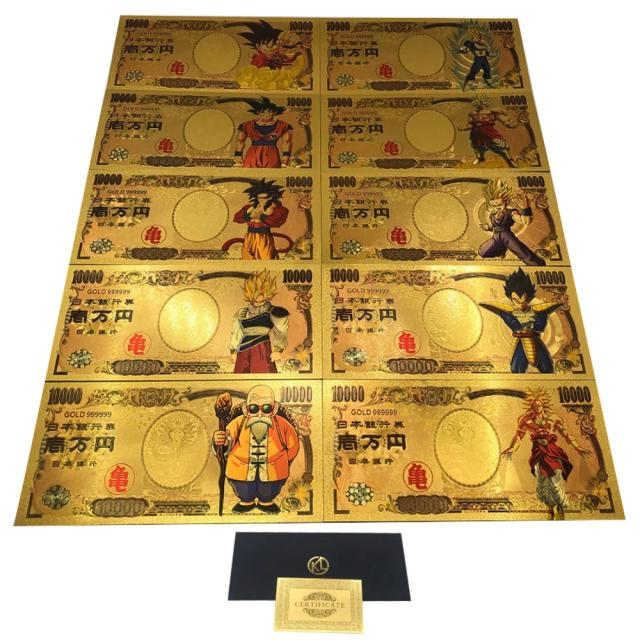 Dragon Ball Son Goku Nota de Ouro Japão Colecionável 1 Unidade