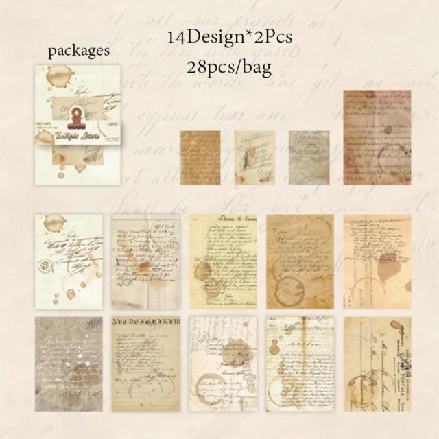 Papel Vintage Mr. Paper para Decoração e Scrapbook - 28 Unidades em 6 Estilos Diferentes