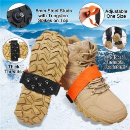 7 presilhas de gelo com tachas de tungstênio para sapatos e botas Crampon para sapatos chuteiras de gelo e neve Botas de caminhada antiderrapantes sapatos de neve - Image 5