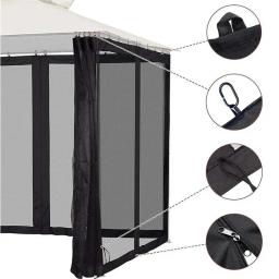 Gazebo ao ar livre de 4 portas mosquiteiro cortina lateral com zíperes tela de rede de dossel de substituição universal para pátio de jardim - Image 2