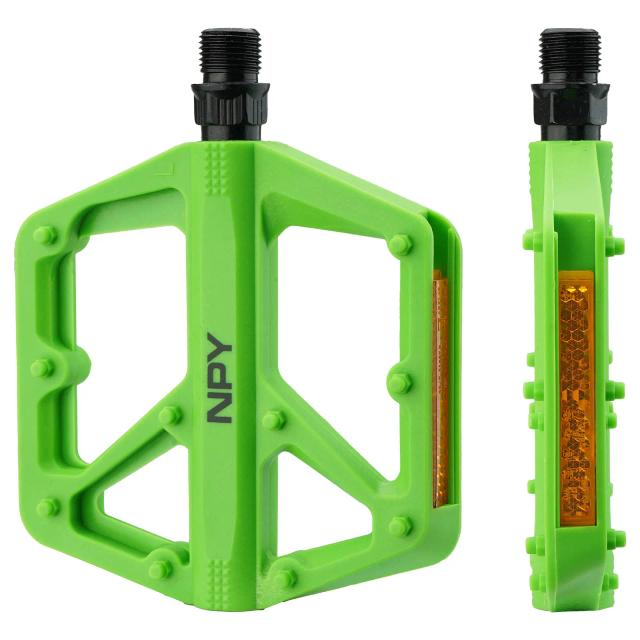Npy Pedais de Bicicleta com Rolamento Duplo Refletor para Ciclismo de Estrada Montanha Plataforma Plana 1 Par